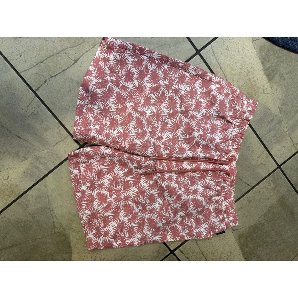 Michael Kors Mens Pink White Palm Leaf Print Swim Trunks Shorts Size Small